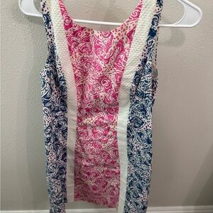 Lilly Pulitzer Pink and Navy Paisley Midi Dress